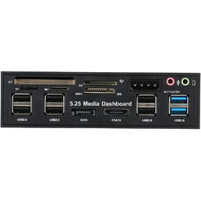 Multi-Function USB 3.0 Hub eSATA SATA Port Internal Card Reader PC Dashboard Media Front Panel Audio for SD MS CF TF M2 MMC Memory Cards Fits 5.25