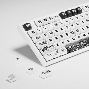 PBT Keycaps,Custom Keyboard Keycaps Set,MOA Keycaps Dye-Sublimation,133 Keys for 61/64/68/84/87/100/104/108 Cherry MX Mechanical Keyboards and Custom Keyboards, Dust Ball-White