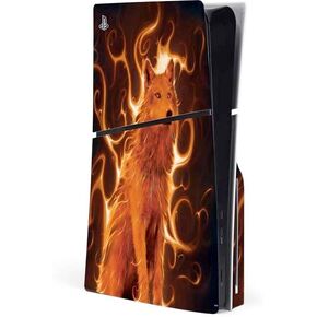 Skinit Skinit Gaming Gaming Skin متوافق مع وحدة التحكم PS5 Slim Disk - Phoenix Wolf المرخص رسميًا بواسطة Vincent Hie Design
