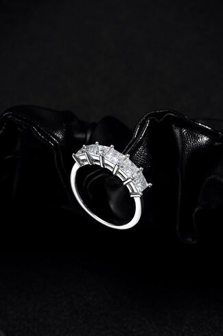 خاتم مويسانيتي الخلود، خواتم زفاف للنساء، خاتم مويسانيتي 2.0 قيراط 5 أحجار مويسانيتي 925 من الفضة الإسترليني مع 18 قيراط مطلي بالذهب الأبيض D اللون VVS1 Princess Cut Lab تم إنشاء خاتم زفاف خطوبة نصف أبدية من الألماس للنساء مقاس 5-11 in Kuwait