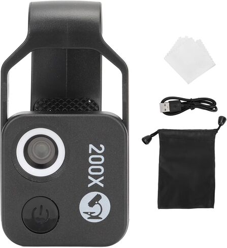 200x Phone Mini Microscope Clim ، مراقبة بلورات الماس ، المجوهرات ، jadestone ، المعدن مع CPL للتخلص من الانعكاس (أسود) in Kuwait