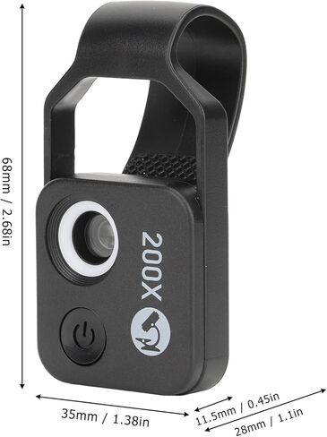 200x Phone Mini Microscope Clim ، مراقبة بلورات الماس ، المجوهرات ، jadestone ، المعدن مع CPL للتخلص من الانعكاس (أسود) in Kuwait