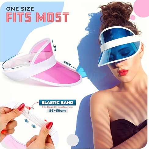 Unisex 80s Style Retro Neon Sun Visor Hat Headband Cap Golf Tennis Stag Poker Party… in Kuwait