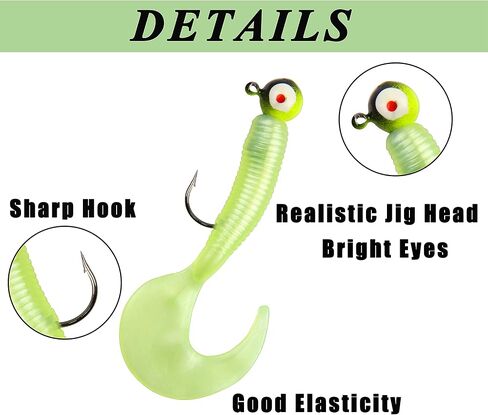 Soft Plastic Fishing lures Jig Head Hooks Kit, 110pcs Crappie Tube Jig Heads Worm Lures Fishing Artificial Bait Bass Trout Saltwater Freshwater in Saudi Arabia