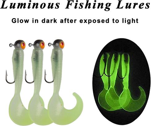 Soft Plastic Fishing lures Jig Head Hooks Kit, 110pcs Crappie Tube Jig Heads Worm Lures Fishing Artificial Bait Bass Trout Saltwater Freshwater in Saudi Arabia