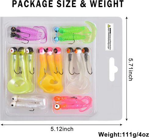 Soft Plastic Fishing lures Jig Head Hooks Kit, 110pcs Crappie Tube Jig Heads Worm Lures Fishing Artificial Bait Bass Trout Saltwater Freshwater in Saudi Arabia