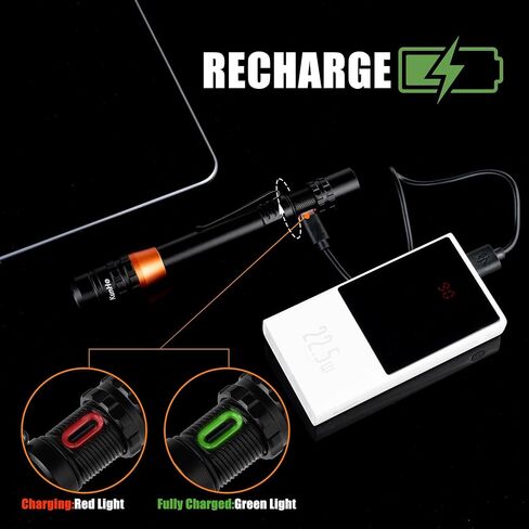 KunHe 500 Lumens Small LED Pen Flashlight Rechargeable IPX4 Waterproof Pocket Size Pen Flashlight with Steel Pocket Clip USB C Charging Cable Work Light Valentine Gifts for Men in Saudi Arabia