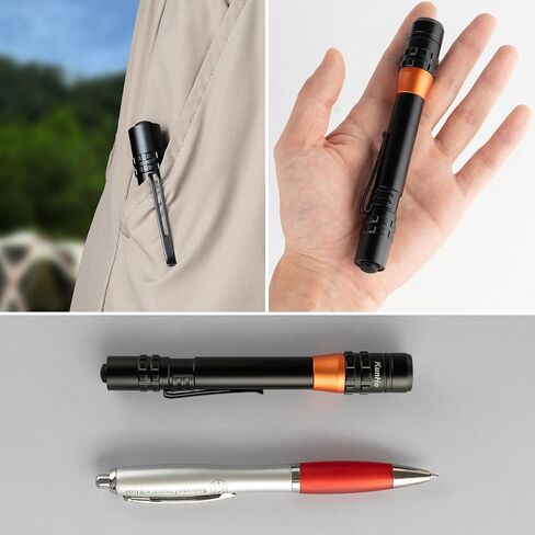 KunHe 500 Lumens Small LED Pen Flashlight Rechargeable IPX4 Waterproof Pocket Size Pen Flashlight with Steel Pocket Clip USB C Charging Cable Work Light Valentine Gifts for Men in Saudi Arabia