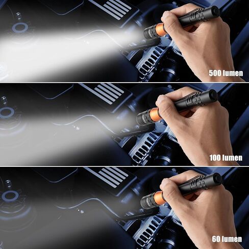 KunHe 500 Lumens Small LED Pen Flashlight Rechargeable IPX4 Waterproof Pocket Size Pen Flashlight with Steel Pocket Clip USB C Charging Cable Work Light Valentine Gifts for Men in Saudi Arabia