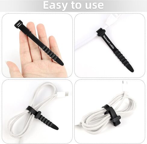 30Pcs Silicone Zip Ties Rubber Cable Ties 4.5 inch Reusable Zip Ties Elastic Cable Organizer for Wire Management (Black) in Saudi Arabia