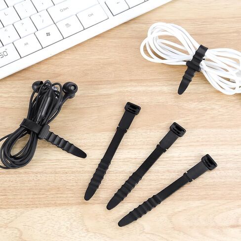 30Pcs Silicone Zip Ties Rubber Cable Ties 4.5 inch Reusable Zip Ties Elastic Cable Organizer for Wire Management (Black) in Saudi Arabia