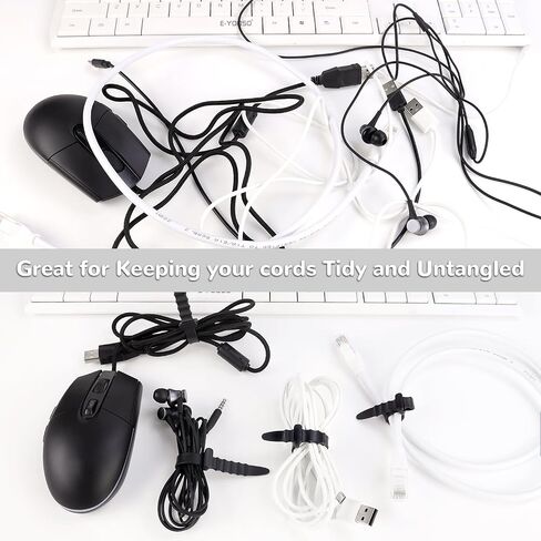 30Pcs Silicone Zip Ties Rubber Cable Ties 4.5 inch Reusable Zip Ties Elastic Cable Organizer for Wire Management (Black) in Saudi Arabia