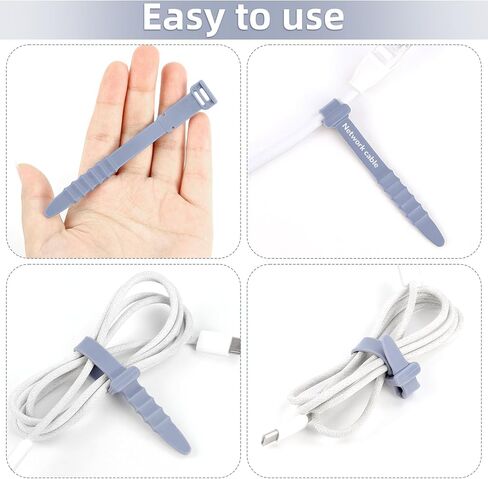 30Pcs Silicone Zip Ties Rubber Cable Ties 4.5 inch Reusable Zip Ties Elastic Cable Organizer for Wire Management (Black) in Saudi Arabia
