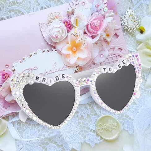 نظارات شمسية للعروس من نظارة العازبة Bride To Be - نظارة شمسية على شكل قلب مع حجر الراين لحفلات توديع العزوبية هدية للعروس in Saudi Arabia