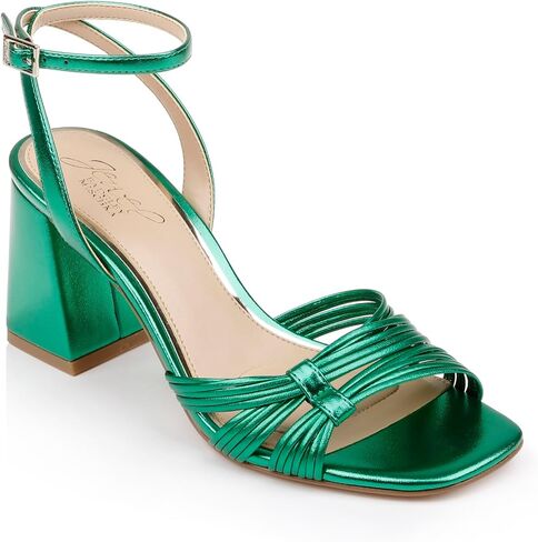 Jewel Badgley Mischka Michelle Metallic Strappy Block Heels in Saudi Arabia