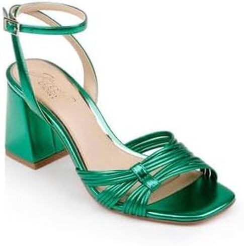 Jewel Badgley Mischka Michelle Metallic Strappy Block Heels in Saudi Arabia