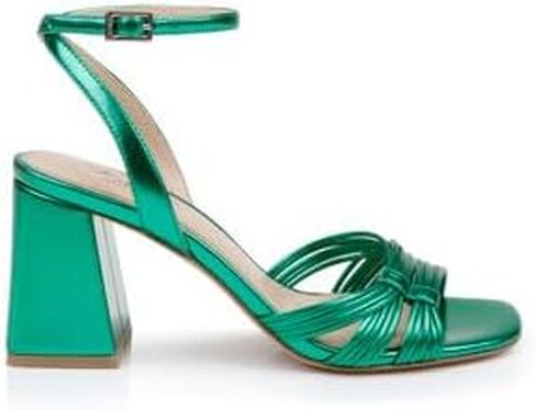 Jewel Badgley Mischka Michelle Metallic Strappy Block Heels in Saudi Arabia