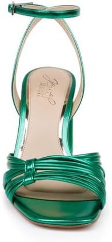 Jewel Badgley Mischka Michelle Metallic Strappy Block Heels in Saudi Arabia