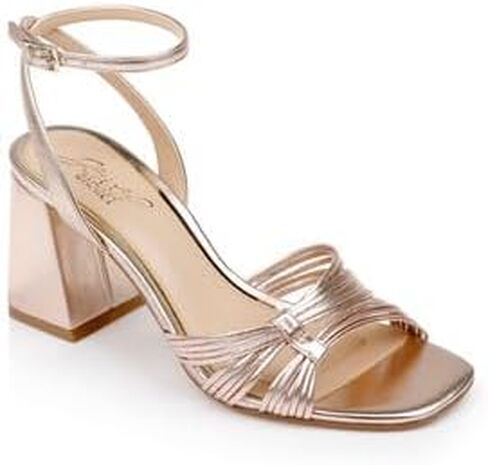 Jewel Badgley Mischka Michelle Metallic Strappy Block Heels in Saudi Arabia