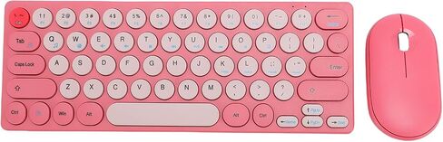 لوحة المفاتيح اللاسلكية والسرد الفأر ، Retro 2.4g Wireless 64 Keys Keyboard مع النوم التلقائي ، الماوس 1200DPI مع جهاز استقبال ، لوحة مفاتيح اللاسلكي لجهاز الكمبيوتر المحمول للكمبيوتر الشخصي (أحمر) in Kuwait