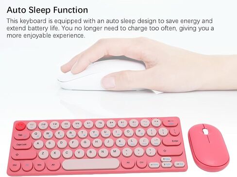 لوحة المفاتيح اللاسلكية والسرد الفأر ، Retro 2.4g Wireless 64 Keys Keyboard مع النوم التلقائي ، الماوس 1200DPI مع جهاز استقبال ، لوحة مفاتيح اللاسلكي لجهاز الكمبيوتر المحمول للكمبيوتر الشخصي (أحمر) in Kuwait
