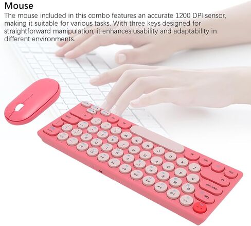 لوحة المفاتيح اللاسلكية والسرد الفأر ، Retro 2.4g Wireless 64 Keys Keyboard مع النوم التلقائي ، الماوس 1200DPI مع جهاز استقبال ، لوحة مفاتيح اللاسلكي لجهاز الكمبيوتر المحمول للكمبيوتر الشخصي (أحمر) in Kuwait