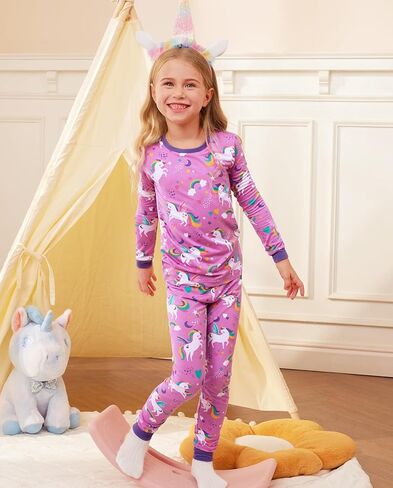 Bamboo Baby Boys Girls Pajama Sets 2-8Y Toddler Kids Softness Two Piece Long-Sleeve Snug fit Sleepwear Pjs White Panda in Kuwait