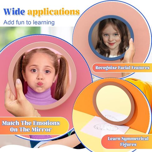 Dandat 10 Pcs School Shatter Mirrors Small Circle Mirror Plastic Round Mirrors 6x6 Inch Safety Double Sided Acrylic Mirror for Classroom DIY Craft Preschool Facial Expression Practice (Multicolor) in Kuwait