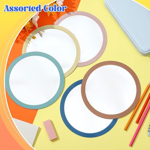 Dandat 10 Pcs School Shatter Mirrors Small Circle Mirror Plastic Round Mirrors 6x6 Inch Safety Double Sided Acrylic Mirror for Classroom DIY Craft Preschool Facial Expression Practice (Multicolor) in Kuwait