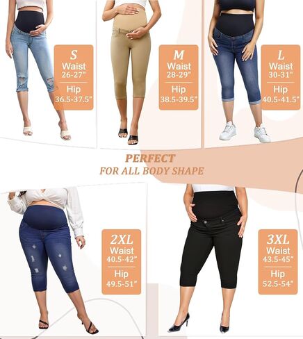Hybrid & Company Super Comfy Stretch Women's Skinny Maternity Capri QM4192WCX Darkwash 2X in Saudi Arabia