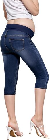 Hybrid & Company Super Comfy Stretch Women's Skinny Maternity Capri QM4192WCX Darkwash 2X in Saudi Arabia