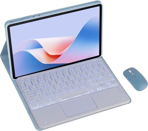 لوحة المفاتيح اللاسلكية القابلة للفصل المغناطيسي والسرد مع غطاء جلدي لوكيومي Redmi Pad SE بحجم 11 بوصة-حالة لوحة مفاتيح الحماية الكاملة (الأسود ، الإضاءة الخلفية والماوس) in Kuwait