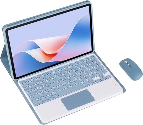 لوحة المفاتيح اللاسلكية القابلة للفصل المغناطيسي والسرد مع غطاء جلدي لوكيومي Redmi Pad SE بحجم 11 بوصة-حالة لوحة مفاتيح الحماية الكاملة (الأسود ، الإضاءة الخلفية والماوس) in Kuwait