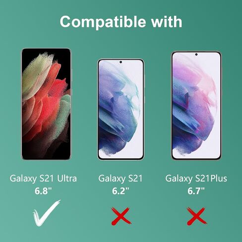 [2 Pack] for Galaxy S21 Ultra Tempered Glass Screen Protector 6.8-Inch, Fingerprint Unlock, 9H 3D HD Curved Full Coverage Glass Film for Galaxy S21 Ultra 5G in Saudi Arabia
