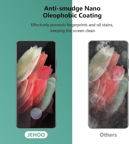 [2 Pack] for Galaxy S21 Ultra Tempered Glass Screen Protector 6.8-Inch, Fingerprint Unlock, 9H 3D HD Curved Full Coverage Glass Film for Galaxy S21 Ultra 5G in Saudi Arabia