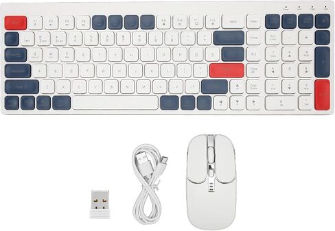 Wireless Ergonomic Keyboard Mouse Combo, Silent Cordless 2.4G Round Keycaps, Quiet Click, for Phone Tablet Office (Brown) in Saudi Arabia