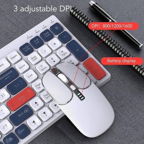 Wireless Ergonomic Keyboard Mouse Combo, Silent Cordless 2.4G Round Keycaps, Quiet Click, for Phone Tablet Office (Brown) in Saudi Arabia