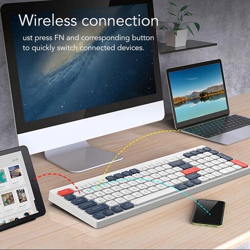 Wireless Ergonomic Keyboard Mouse Combo, Silent Cordless 2.4G Round Keycaps, Quiet Click, for Phone Tablet Office (Brown) in Saudi Arabia