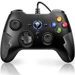 EasySMX Wired Game Controller for Windows PC/PS3, Plug and Play USB Gamepad with Hall Effect Triggers, Long Life Buttons, Turbo Function, Campatible with Android TV BOX and Tesla- black