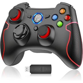 EasySMX PS3 Wireless Gaming Controller, Wireless 2.4G Gamepads with Vibration Fire Button Range up to 10m Support PC (Windows XP/7/8/10), Playstation 3, Android, TV Box Portable Gaming Joystick