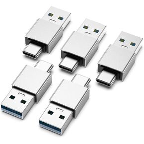 Fidioto Direct Connect! 5 Pack USB-A Male to Type-C Male Adapter Bi-Directional Data Transfer, 3.0 High-Speed - Bridge Old & New Devices | Compatible with Phones/Tablets/External HDDs