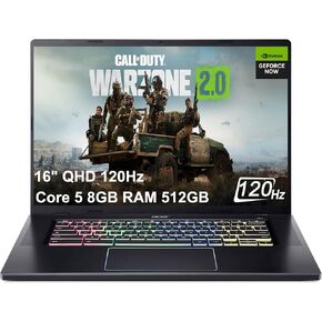 Acer Chromebook Plus 516 GE Cloud Gaming Laptop (16" QHD 120Hz, Intel 10-Core 5 120U(＞i7-1355U) 8GB RAM, 512GB SSD, NVIDIA GeForce NOW, 2TB Cloud Storage) RGB Backlit, 1080p Webcam, WIFI 6E, Chrome OS