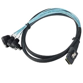 Mini SAS 36Pin SFF-8087 to 4X SATA 7Pin Cable, 90-Degree Backplane Cable 3.3FT