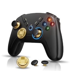 وحدة تحكم ألعاب ISAKO اللاسلكي لنظام التشغيل Windows/Steam Deck/Mac OS/iPhone/Android/Switch ، فرافع USB Gamepad Mystick المزدوجة الصدمة لألعاب Apple Arcade MFI ، مع 4 أزرار مخصصة ، الإضاءة الخلفية LED