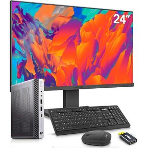 HP EliteDesk Mini Desktop Computer with 24 inch Monitor Bundle,Intel i7-6700 AX210 Wi-Fi 6e,Bluetooth 5.2,32GB RAM,New NVMe 1TB SSD, Wireless Keyboard & Mouse,Windows 10 Pro (Renewed)