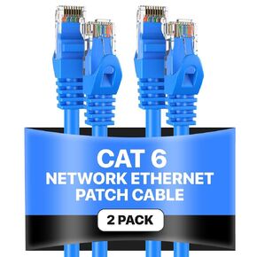 Cables Direct Online Pack of 2 - Cat6 25FT Network Ethernet Patch Cable, 550Mhz Internet Wire, Compatible with PC, Laptop, Modem, Router, TVs, Printer Cord, Consoles for Home and Office, Blue
