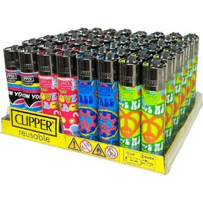 Clipper - Tray of 48 Reusable Lighters - Psychedelic Hippie