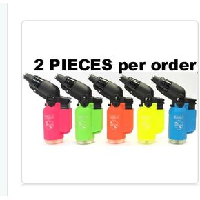 Eagle Assorted Neon Color Refillable Jet Flame Torch Pipe Lighter W/Tamper, 2ct, 1885-2