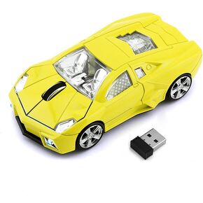 3C Light Car Mouse Wireless 2.4GHz, Cool 3D Sport Car Shape Mouse Optical Mice 1600 DPI with USB Receiver Suitable for PC/Computer/Laptop (Blue)