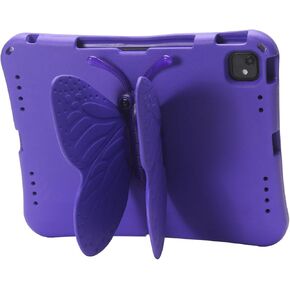 Butterfly Kids Case for iPad Air 13 Inch M3/M2 (2025/2024), iPad Pro 13 (M4) 2024, iPad Pro 12.9 (2022/2021/2020/2018), 3D Cartoon EVA Foam Shockproof Stand Cover for Girls - Magenta